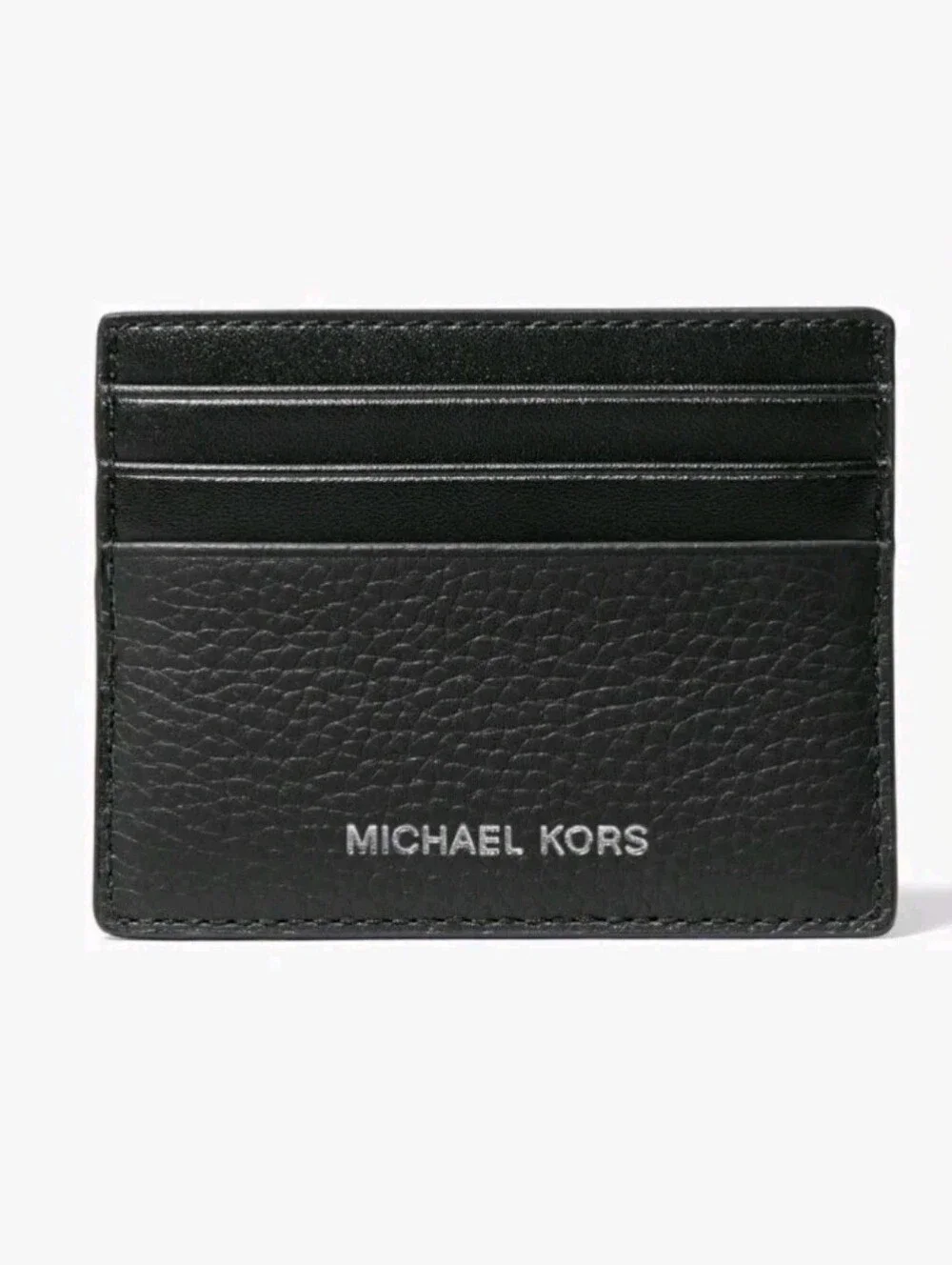 Michael Kors Mens Cooper Pebbled Leather Tall Card Case Black Wallet